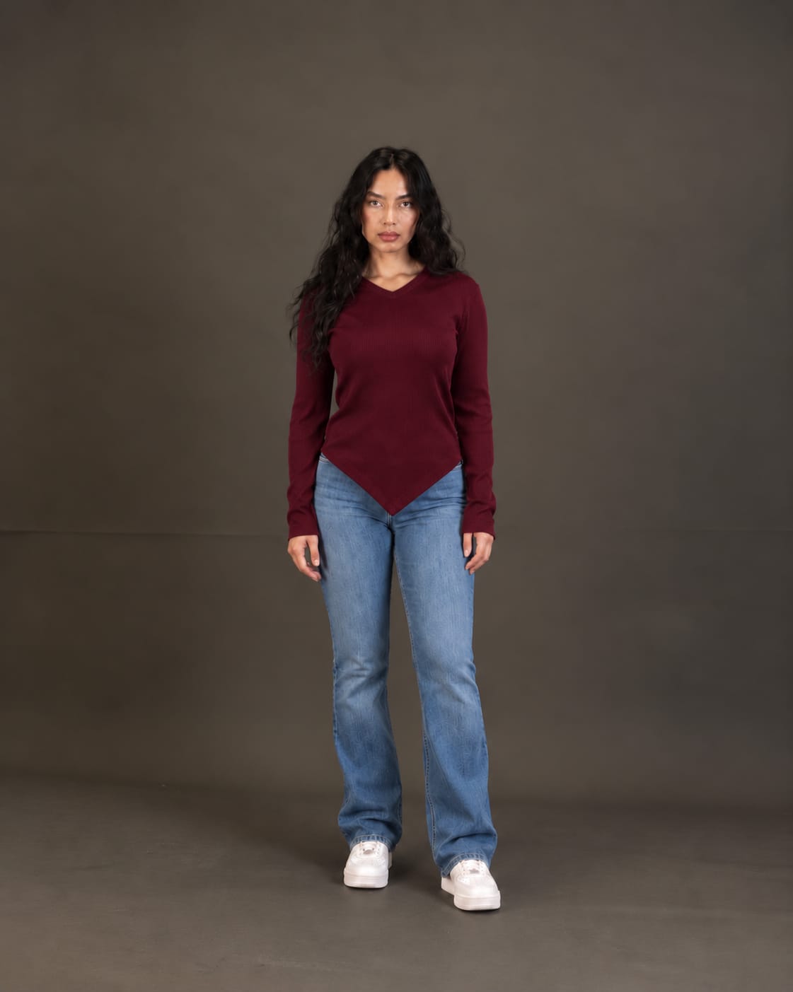 Basic Ribbed Pullover in Burgundy