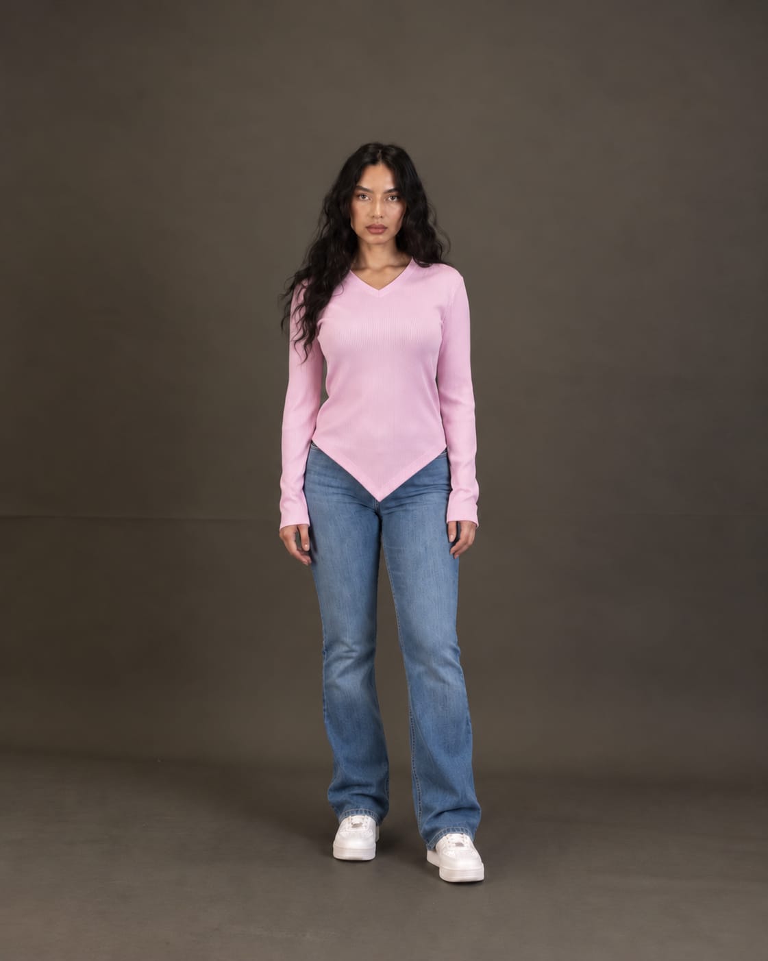 Basic Ribbed Pullover in Pink