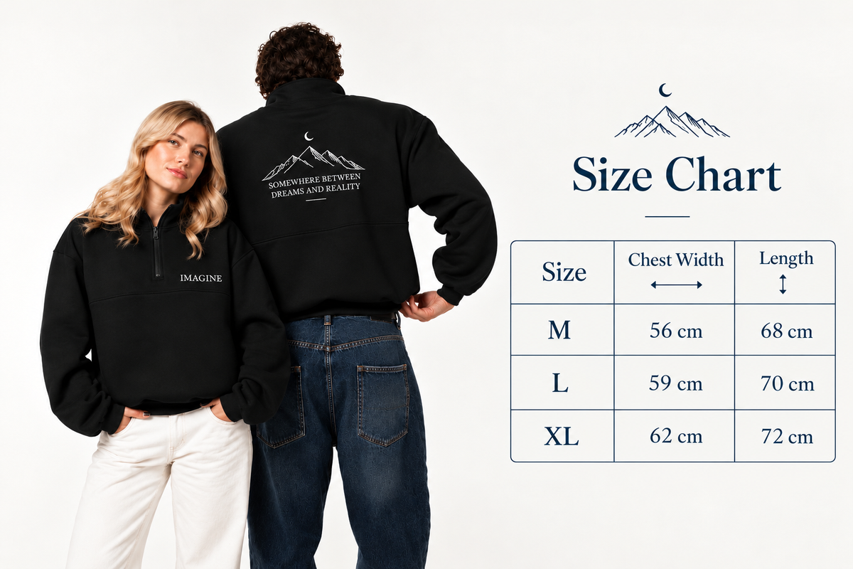 Embroidered Half-Zip in Black