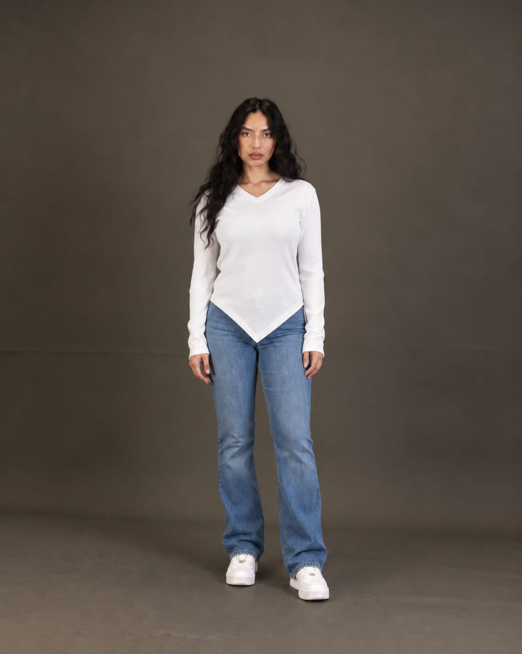 Basic Ribbed Pullover in White