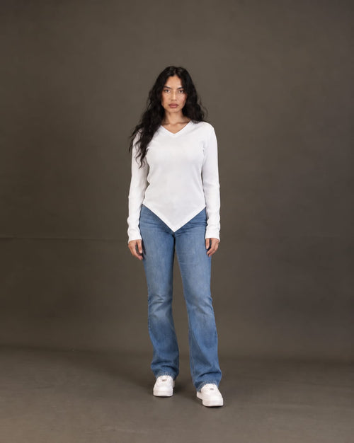 Basic Ribbed Pullover in White