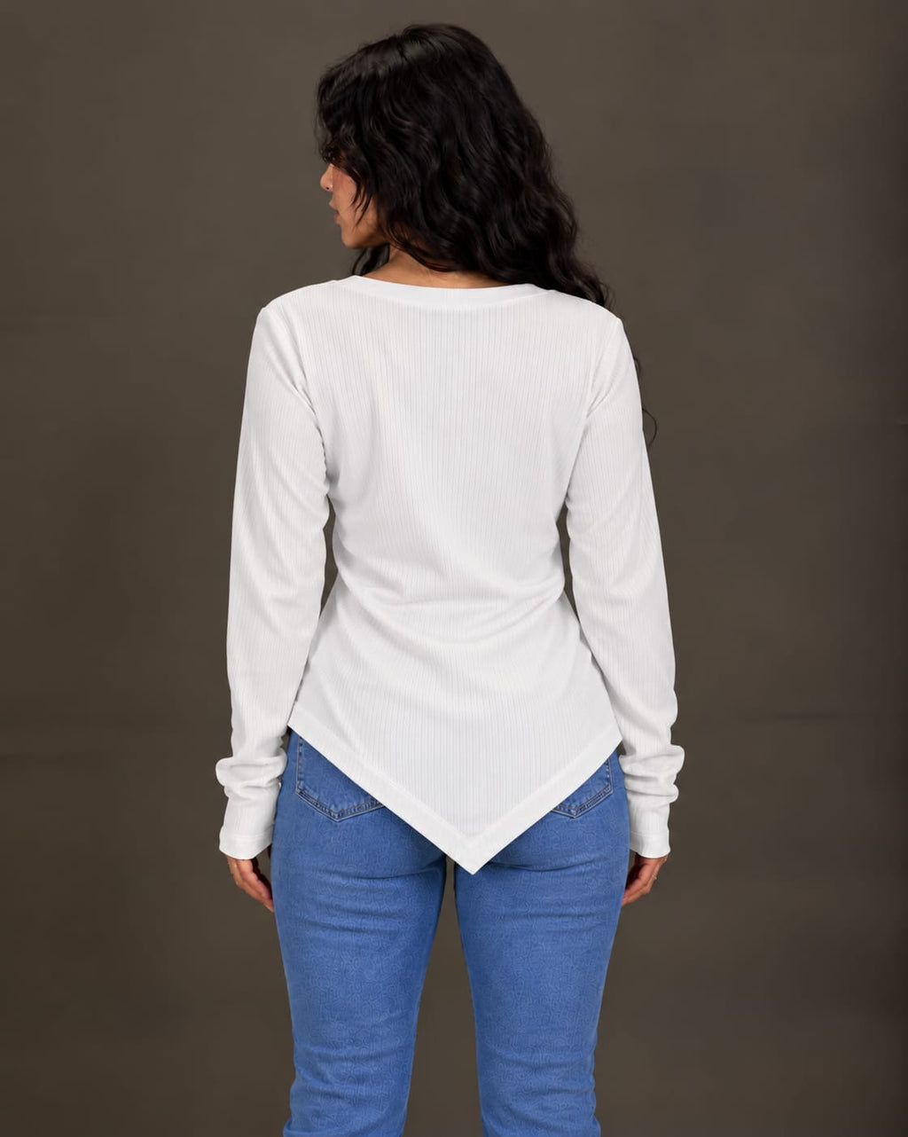 Basic Ribbed Pullover in White