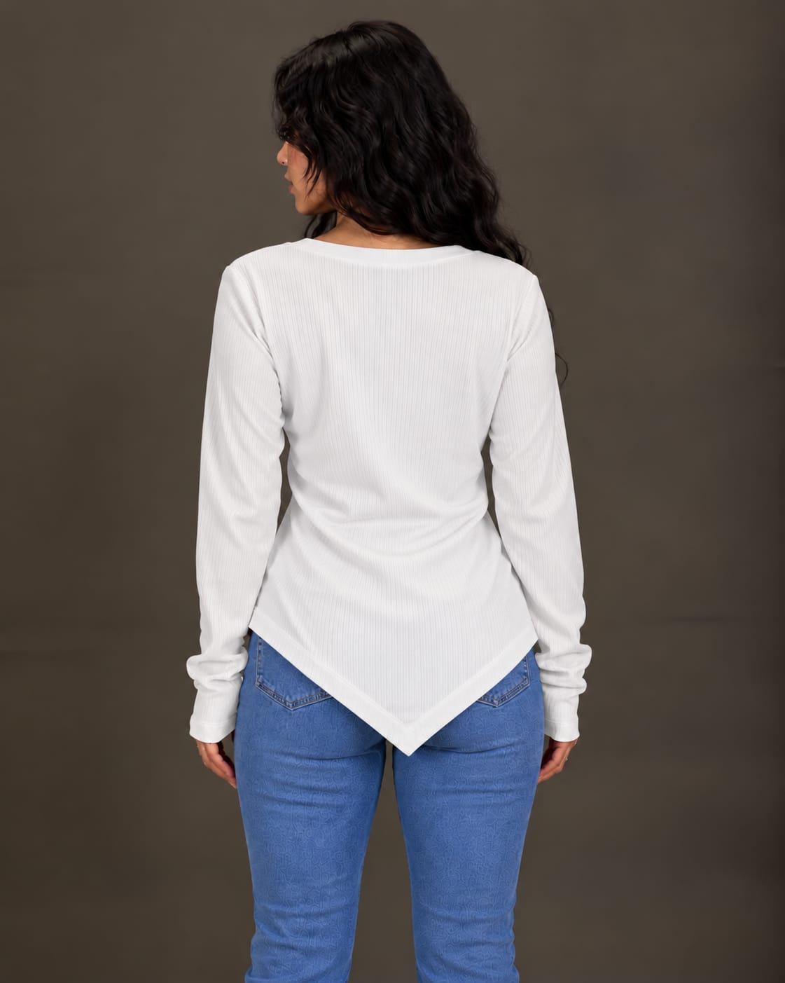 Basic Ribbed Pullover in White